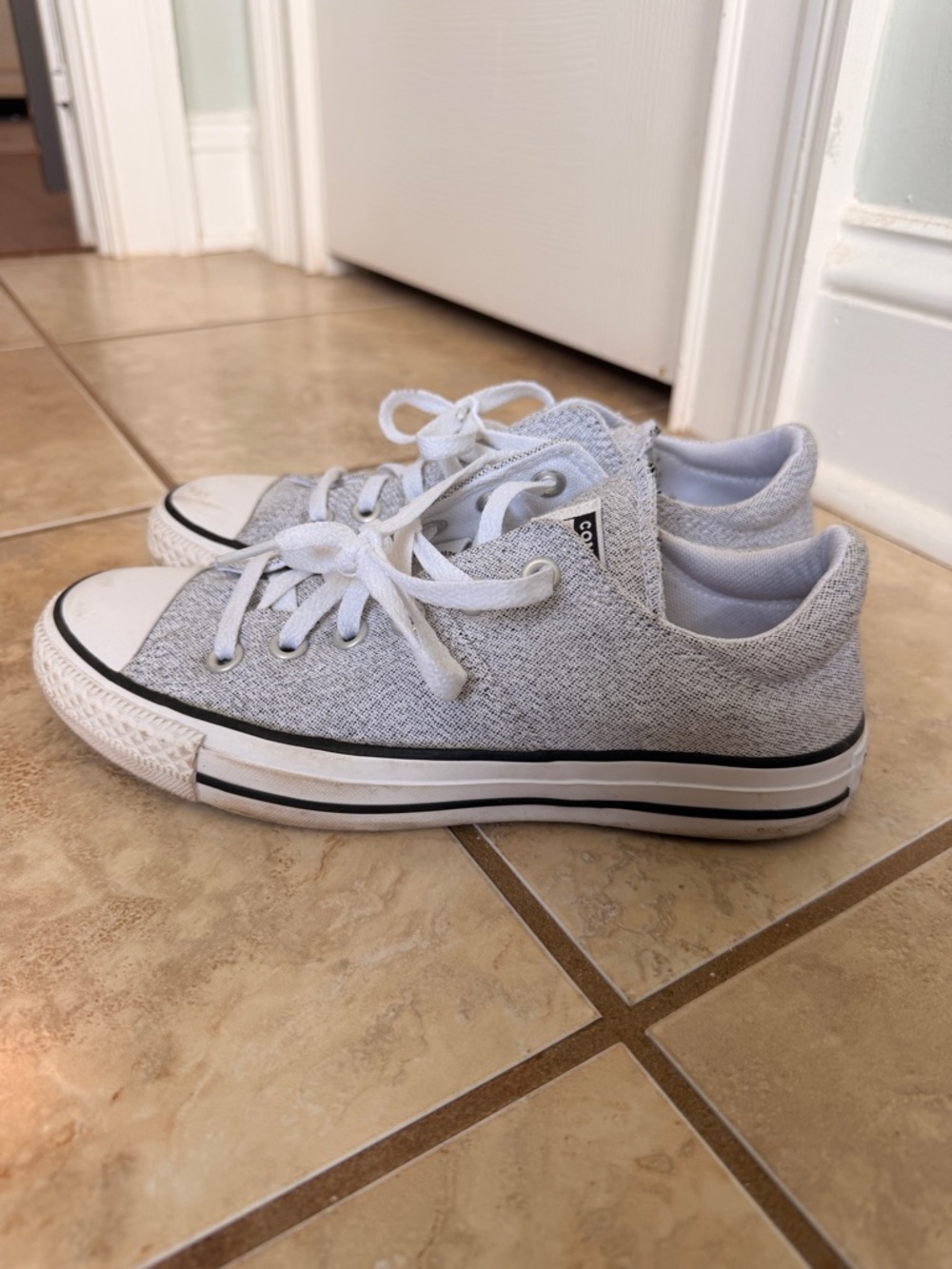 Converse Low-Top Sneakers in Light Gray and White